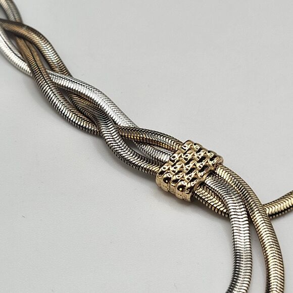 Vintage Two Tone Snake Chain Braided Extra Long Necklace 42in - Picture 3 of 5
